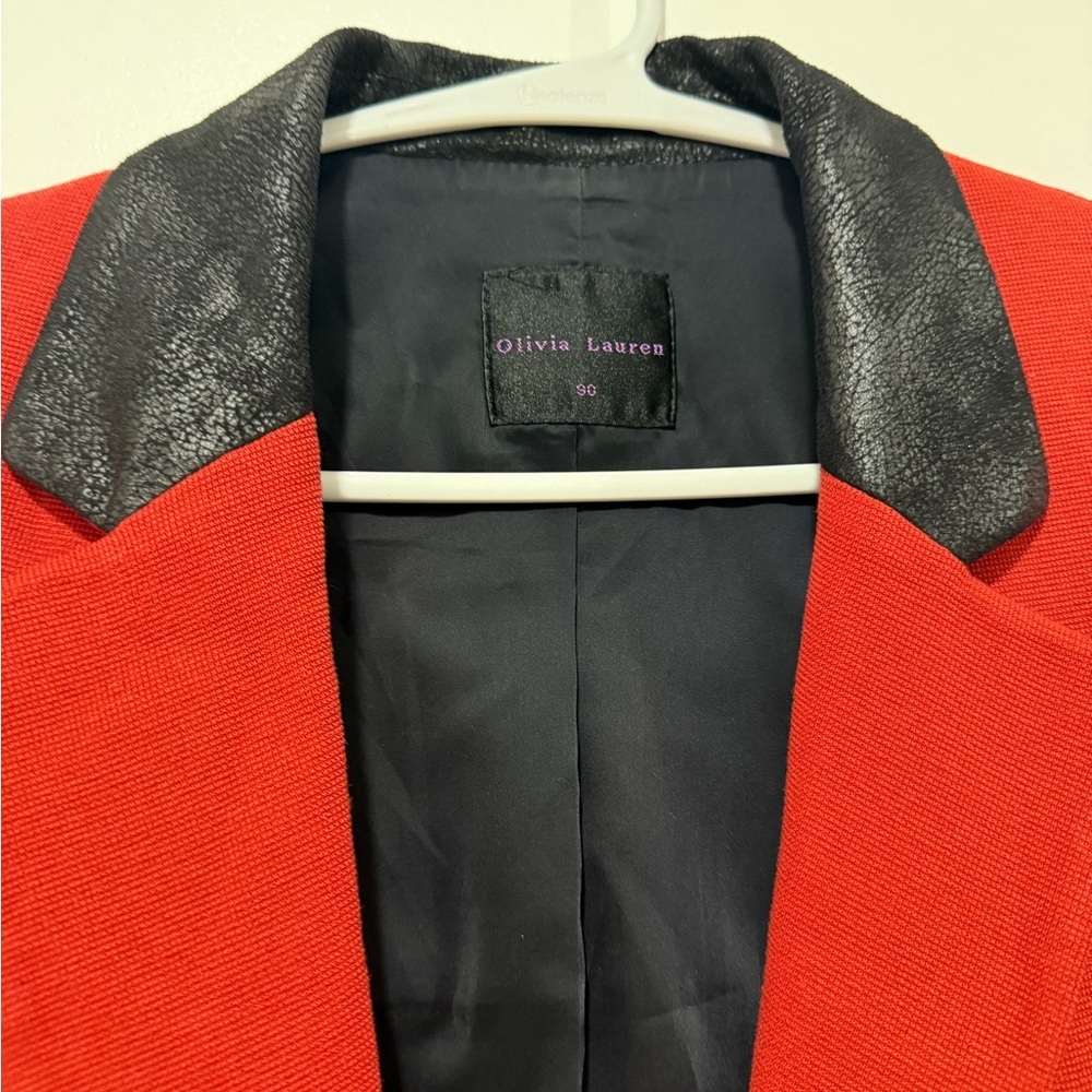 Olivia‎ Lauren burnt orange/red Blazer with Black Collar - Picture 3 of 5